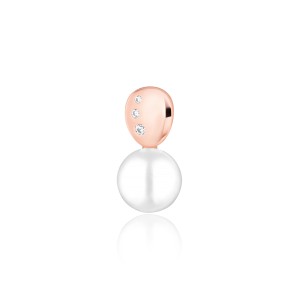 Pandantiv argint placat cu aur roz cu perla naturala alba si cristale DiAmanti SK24222GP_W-G (Argint 925‰ 0,9 g.)